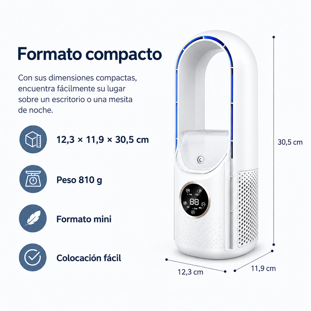 Refrigerador de aire portátil – Alimentación por USB – 6 velocidades – Para el hogar, la oficina y los viajes