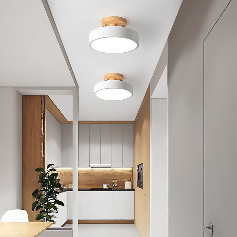 Lámpara de techo LED moderna regulable de madera para sala de estar y dormitorio