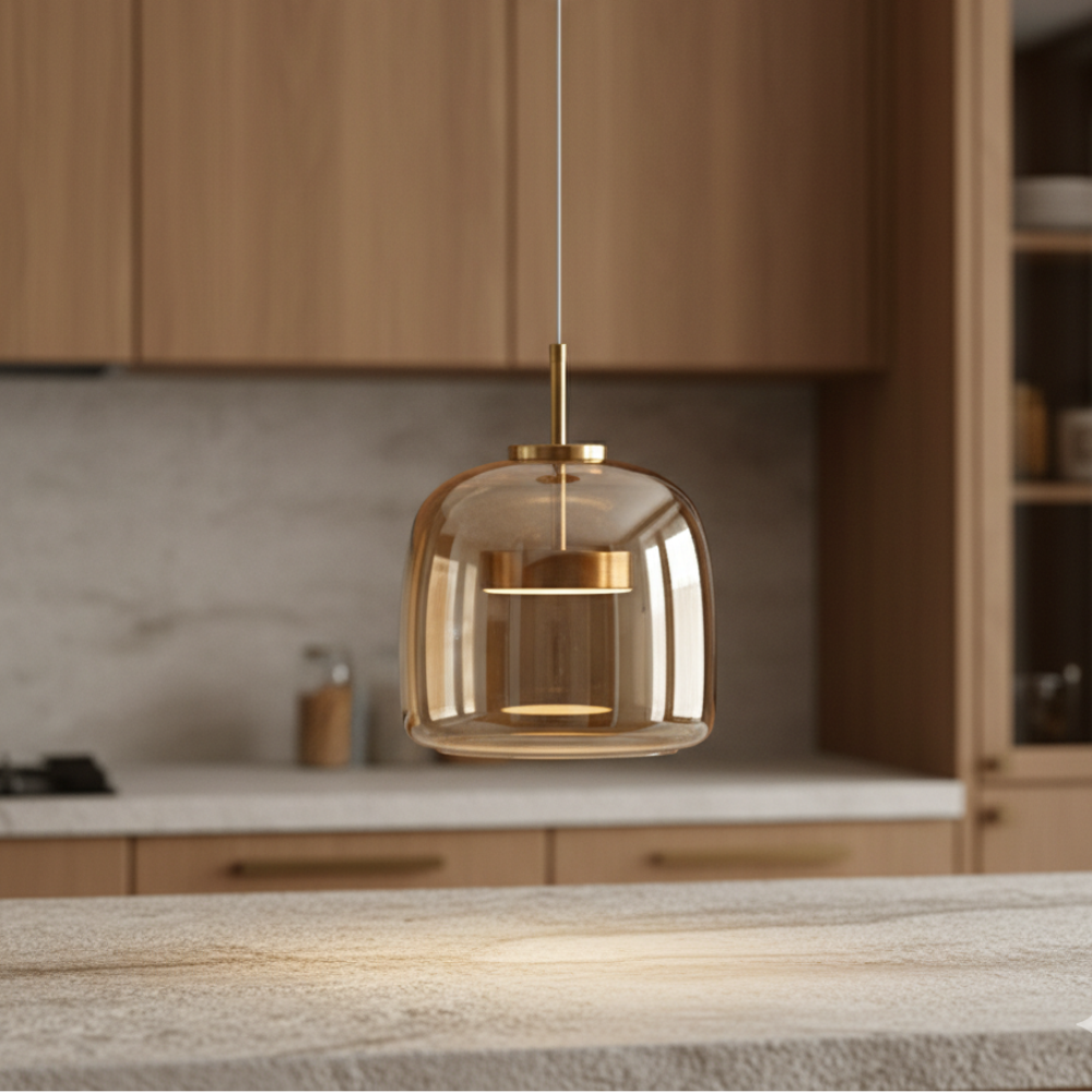 Lámpara Colgante de Vidrio Nórdica - Luces Colgantes Ajustables para Cocina