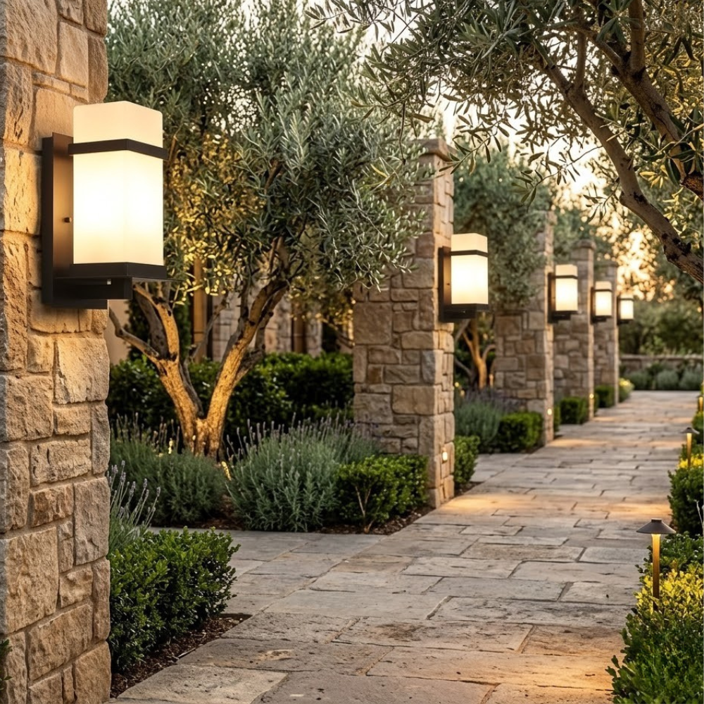 Lámpara de Pared Exterior Elegante - Aplique de Metal Impermeable IP65 para Patios y Jardines
