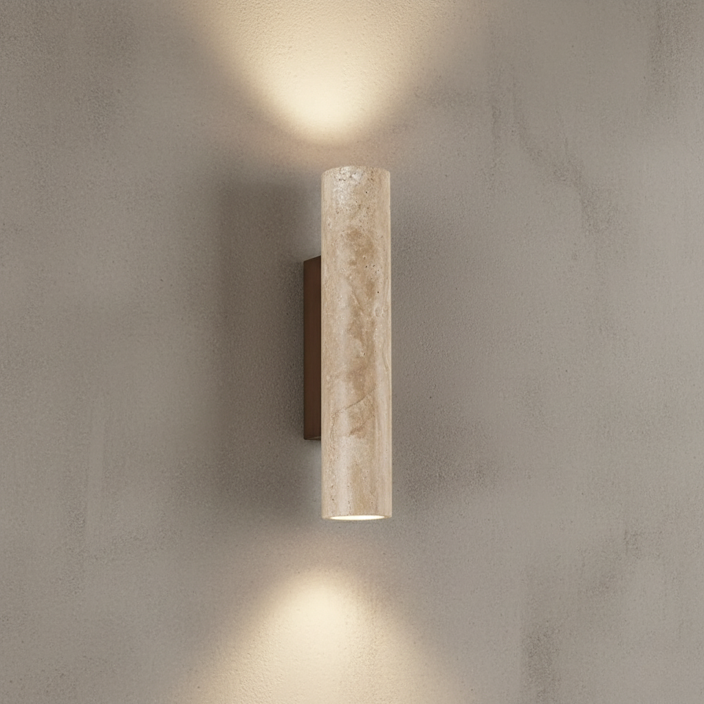 Aplique de Pared de Travertino Elegante - Iluminación Moderna Arriba/Abajo para Decoración Arquitectónica