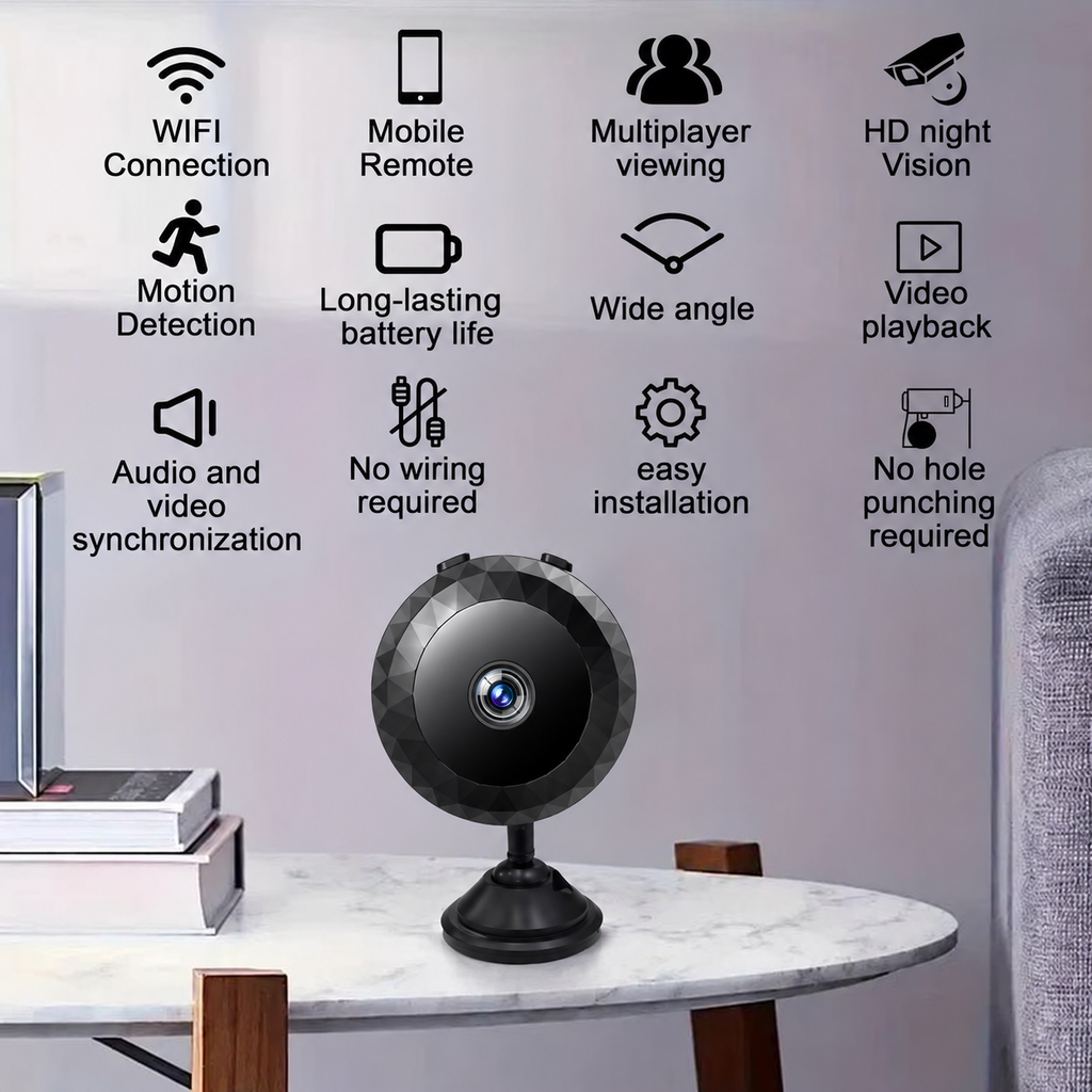 Cámara de Seguridad Pequeña – Cámara WiFi Magnética Pequeña 1080P HD para Vigilancia Discreta