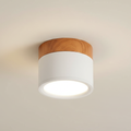 Luz de Techo Empotrada Button Wood - Luminaria Minimalista de Aluminio con Acabado de Madera