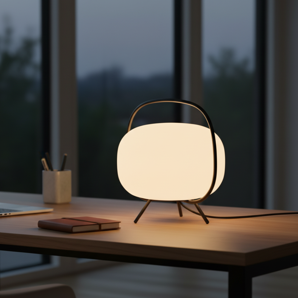 KumoLight | Lámpara de Mesa de Vidrio Esmerilado Minimalista y Elegante para Iluminación Ambiental