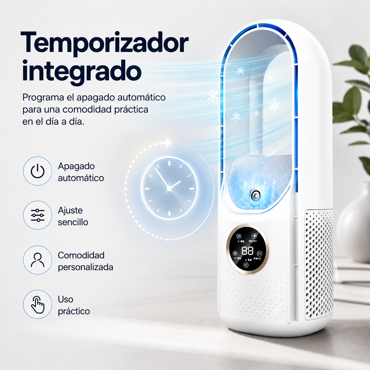 Refrigerador de aire portátil – Alimentación por USB – 6 velocidades – Para el hogar, la oficina y los viajes