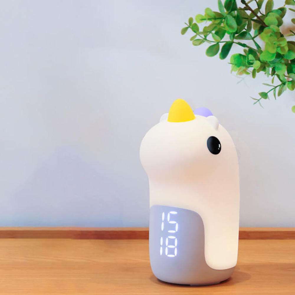 Luz Nocturna LED de Unicornio Mágico y Reloj Despertador para Niños