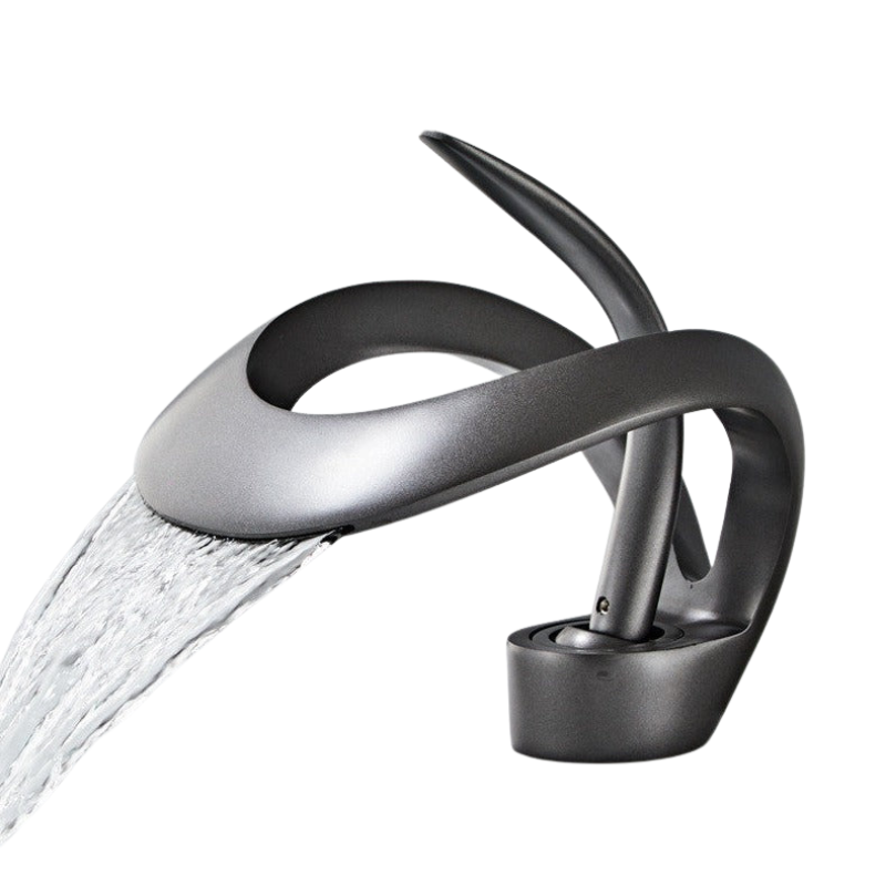 PureFlow – Grifo de baño curvado moderno con salida de cascada