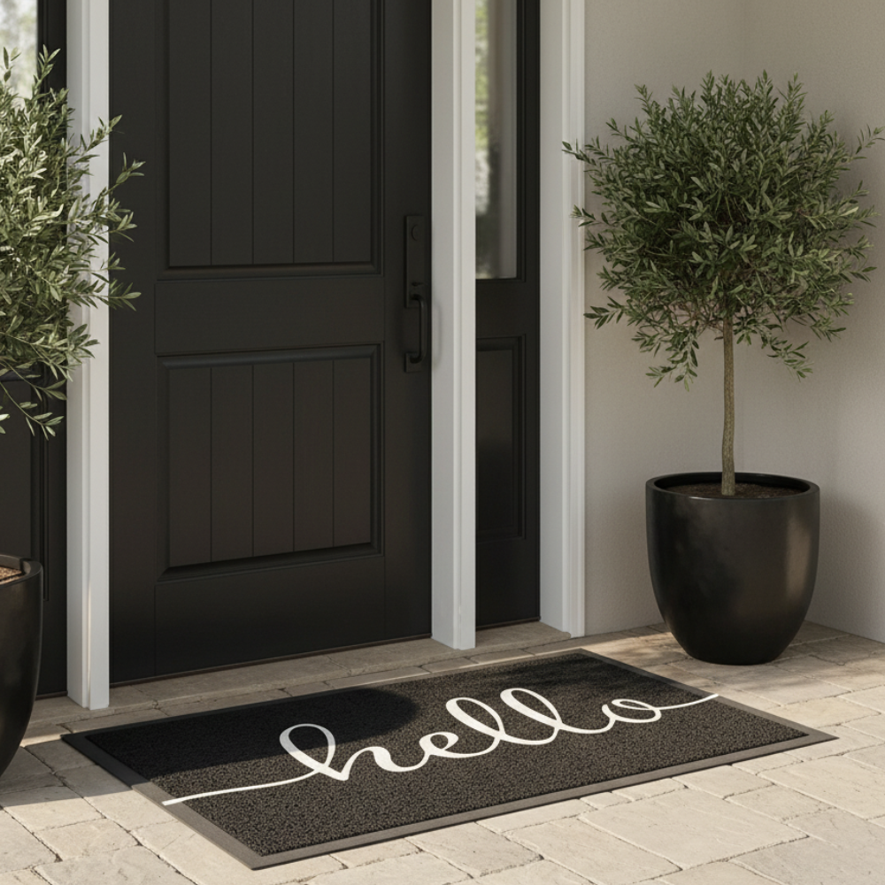 EntraLuxe - Felpudo de Bienvenida Exterior Durable y Antideslizante con Bucles de Seda de PVC para Entrada o Puerta Principal