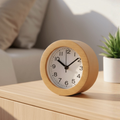 Reloj de Alarma Analógico de Madera Elegante con Movimiento de Cuarzo Silencioso