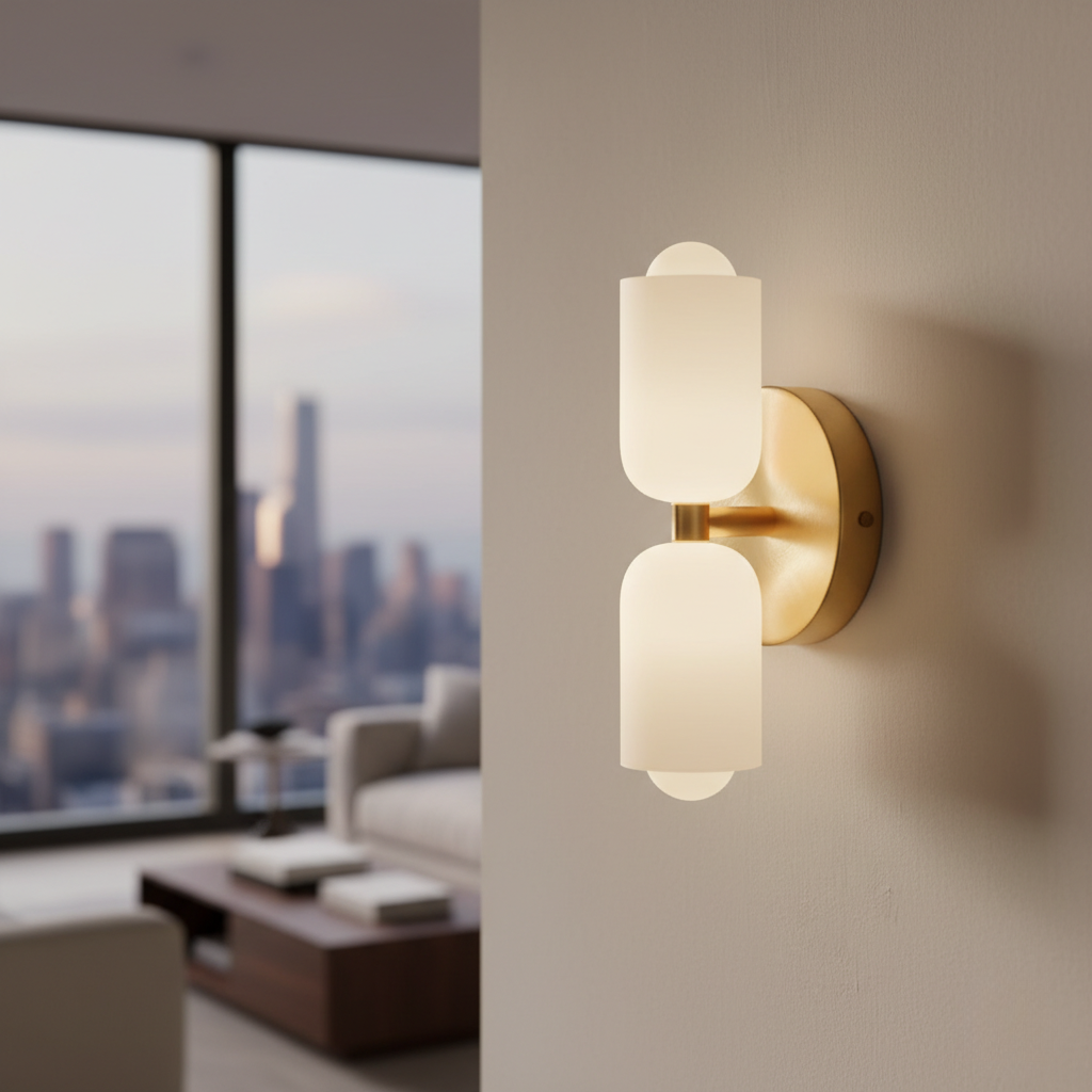Aplique de Pared Doble Crema - Luces de Pared Modernas para Espacios Elegantes