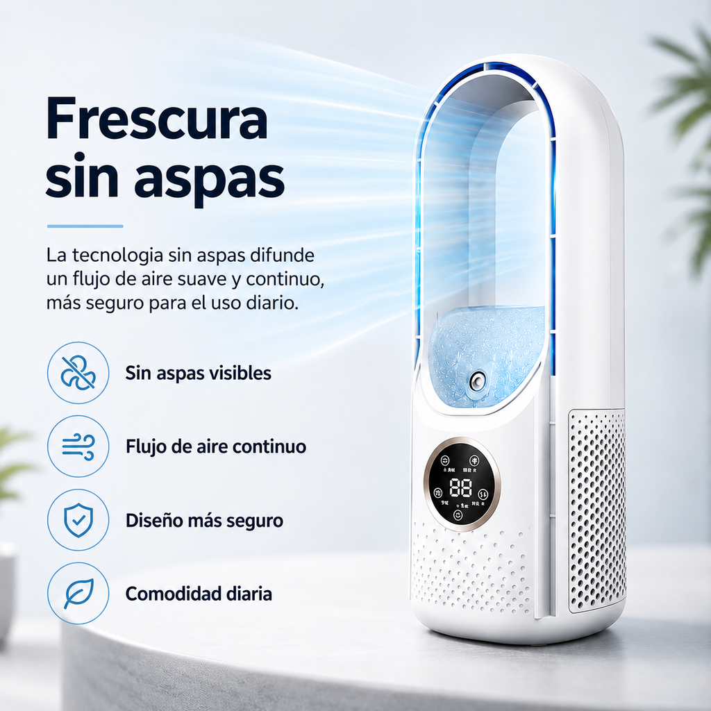 Refrigerador de aire portátil – Alimentación por USB – 6 velocidades – Para el hogar, la oficina y los viajes