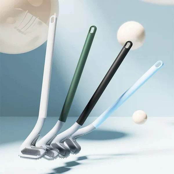 HygieneSwipe – Cepillo de inodoro flexible con cabeza plana y soporte de pared para una limpieza libre de bacterias