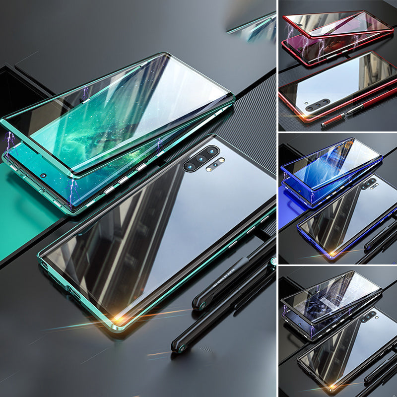 Funda de teléfono magnética de vidrio templado doble cara para Samsung
