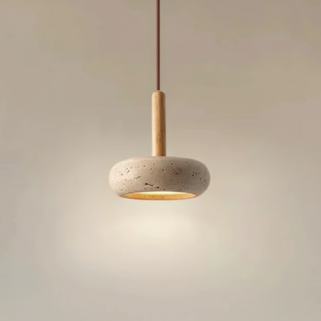 Luz Colgante Halo de Piedra - Iluminación de Cocina Ajustable con Diseño Etéreo