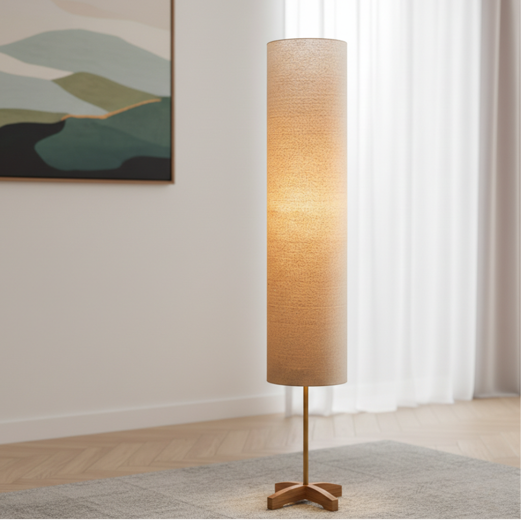 Lámpara de Pie Nomi Modern Gold - Diseño Escandinavo-Japonés para Sala de Estar o Dormitorio