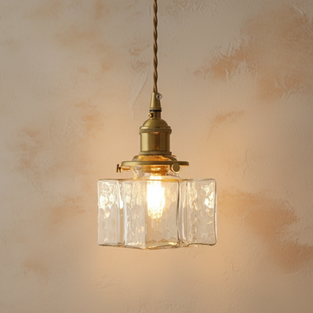 Colección Savoy | Lámpara Colgante de Vidrio con Acabado Texturizado, Estilo Vintage para Iluminación de Cocina
