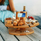 Elegante Mesa de Picnic para Vino de Roble – Compacta y Versátil