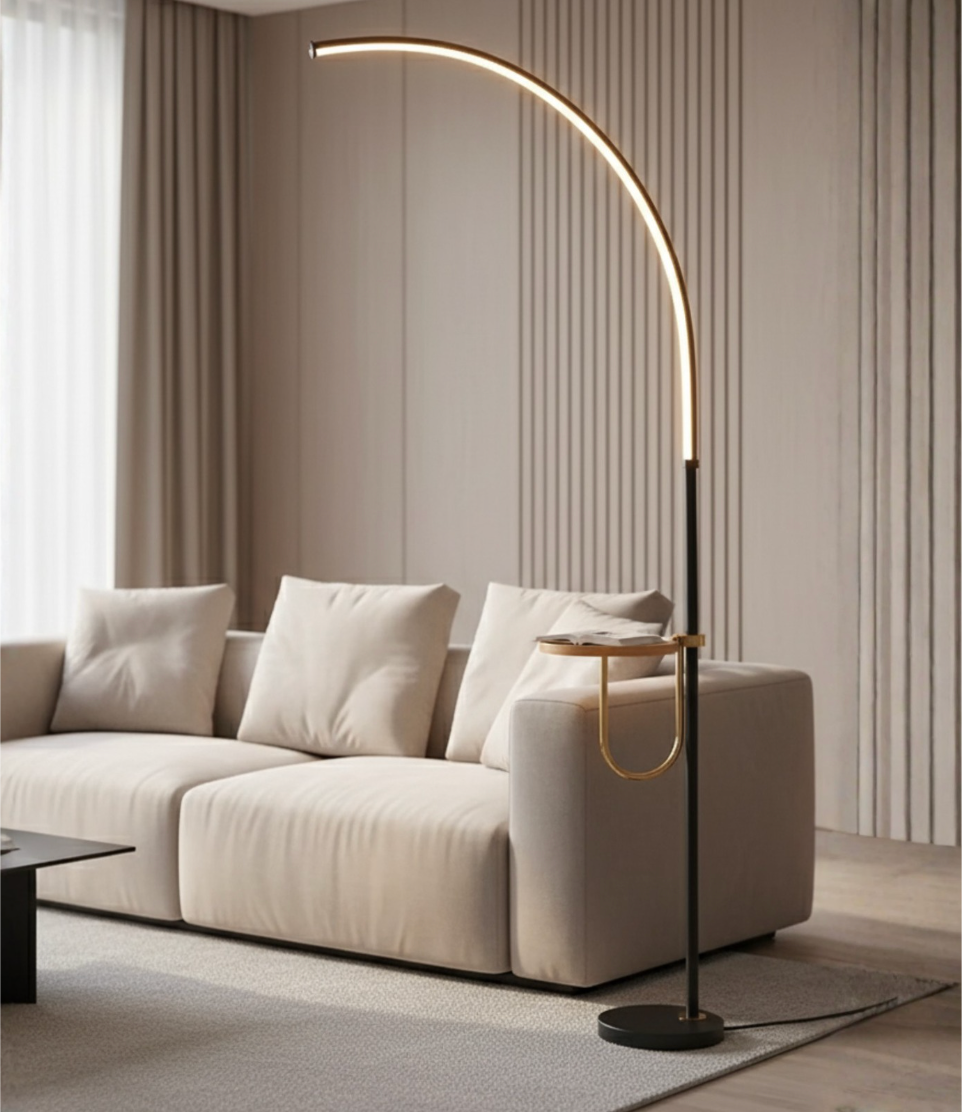 Lámpara de Pie Valeris Arc  | Lámpara de Pie LED Minimalista Moderna para Sala de Estar o Mesita de Noche