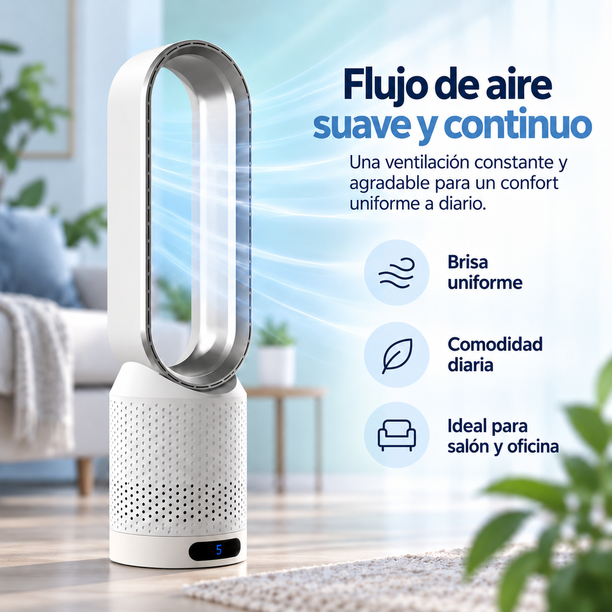 AirPure – Ventilador de torre sin aspas ultrasilencioso (< 32 dB)