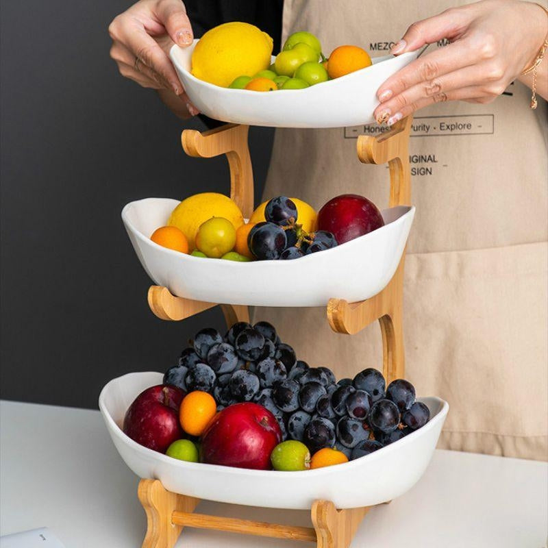 HoldNest – Cuenco de frutas moderno con bandejas apilables desmontables
