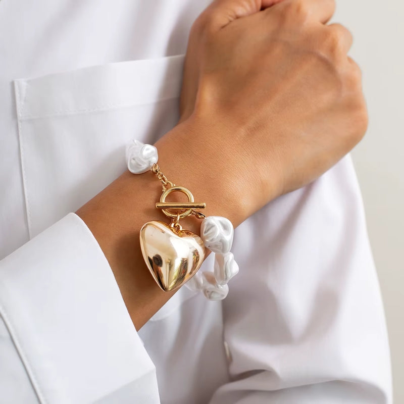 Lina - Pulsera de Cadena Lockbone con Diseño de Colgante en Forma de Corazón