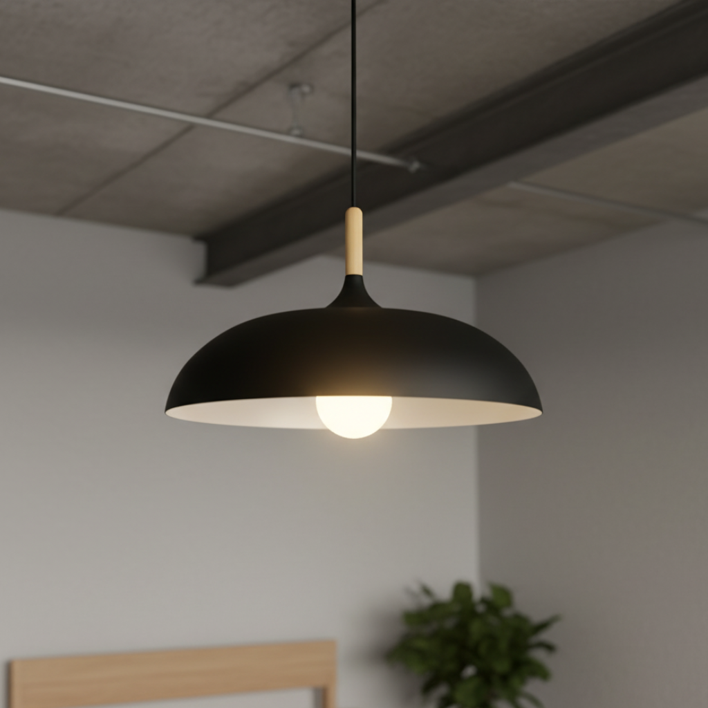 Lámpara Colgante Haft - Iluminación de Cocina Escandinava con Madera y Hierro