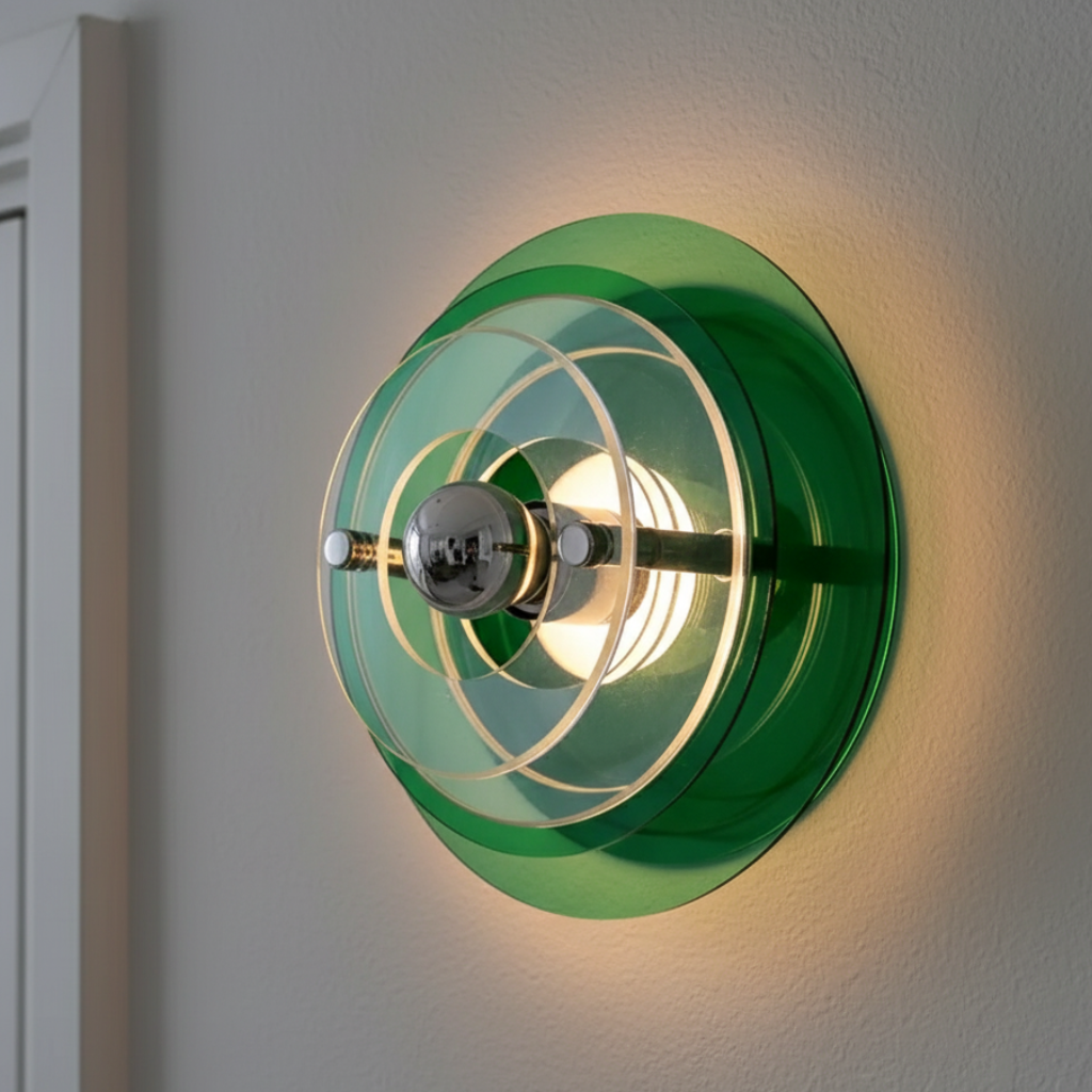 Vestalux - Aplique de Pared Bauhaus Antiguo con Acentos LED Coloridos para una Decoración Única