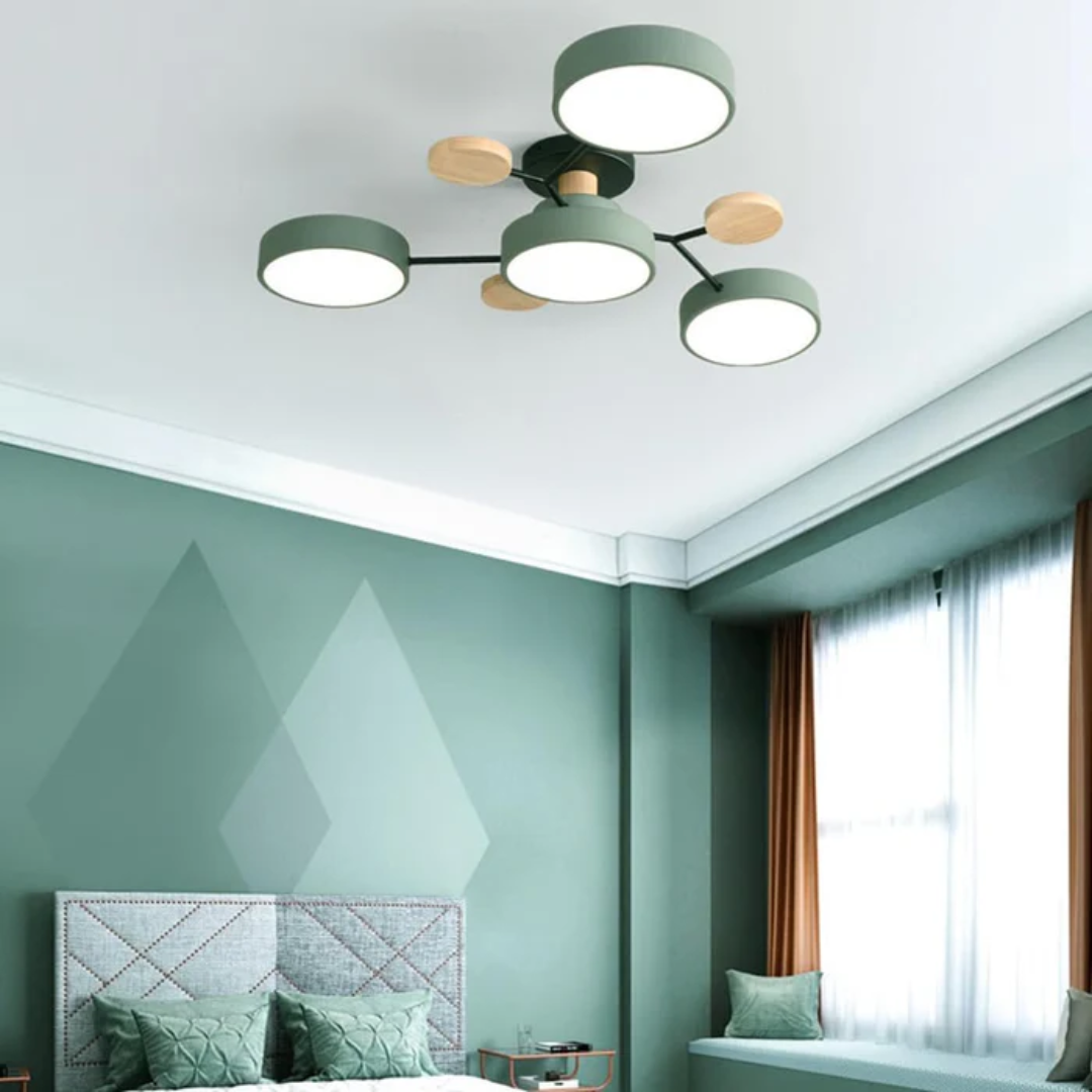 Ardena | Lámpara de techo LED moderna con detalles en madera