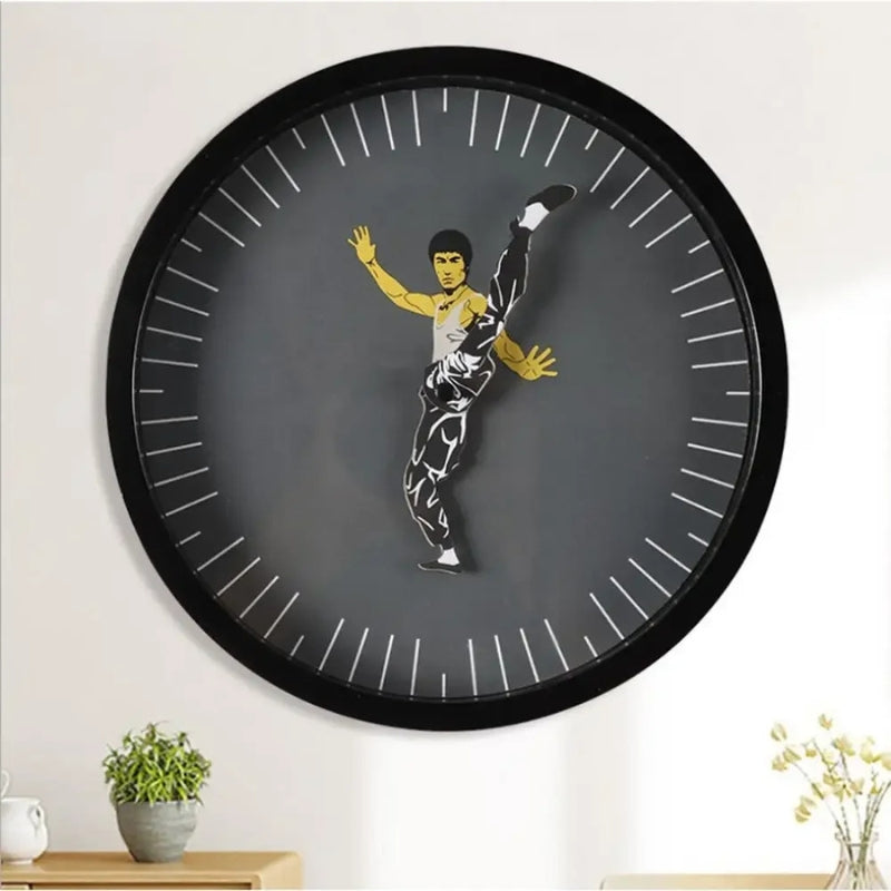 KungFuTick - Reloj de Pared con Forma Redonda y Diseño Inspirado en Kungfu