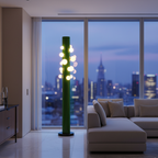 VerdeLuxe | Lámpara de Pie Moderna y Elegante con Base de Metal Verde y Pantalla Blanca