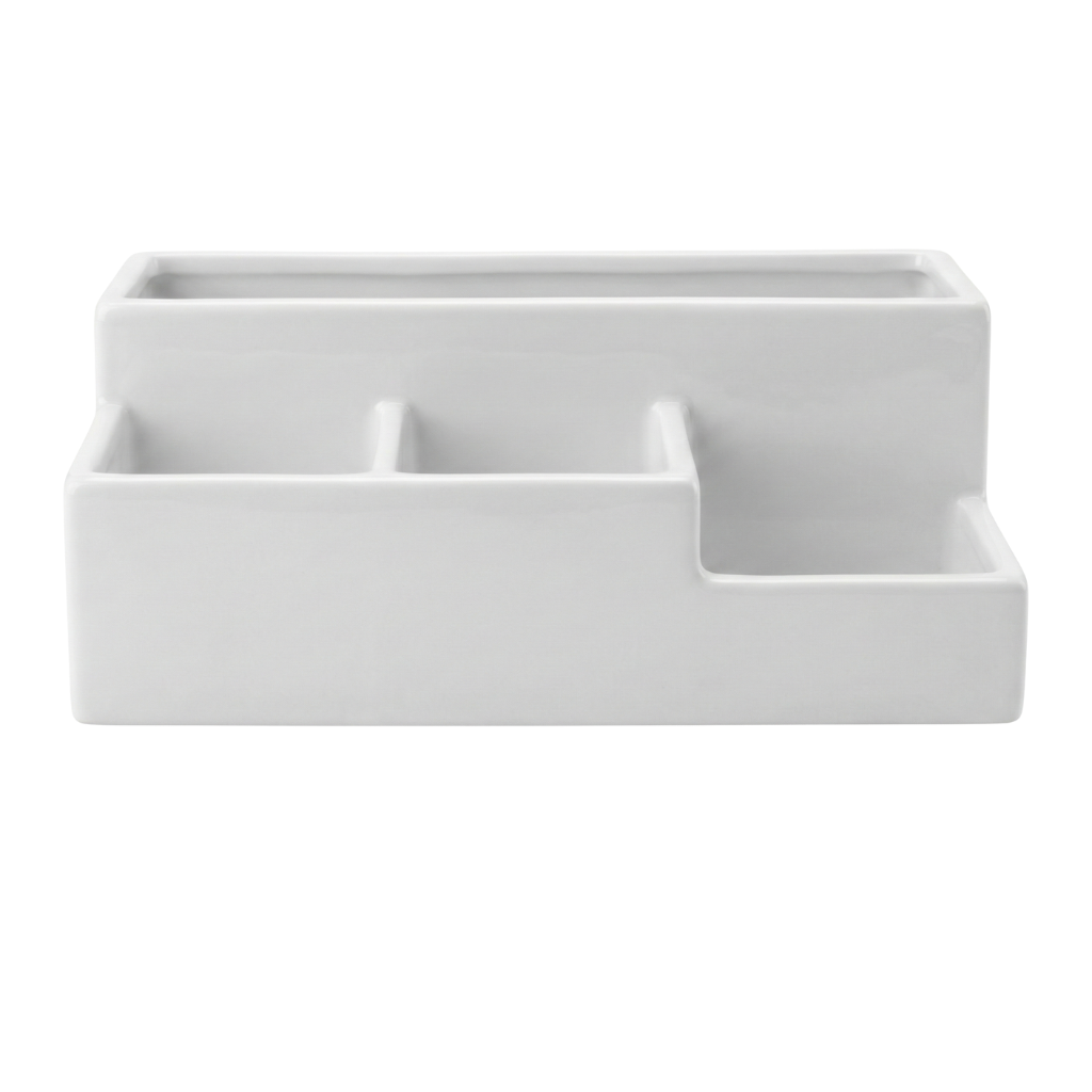 Organizador de escritorio de cerámica blanca