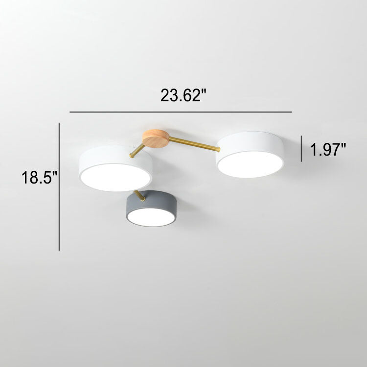 Lámpara de techo LED escandinava de madera y metal
