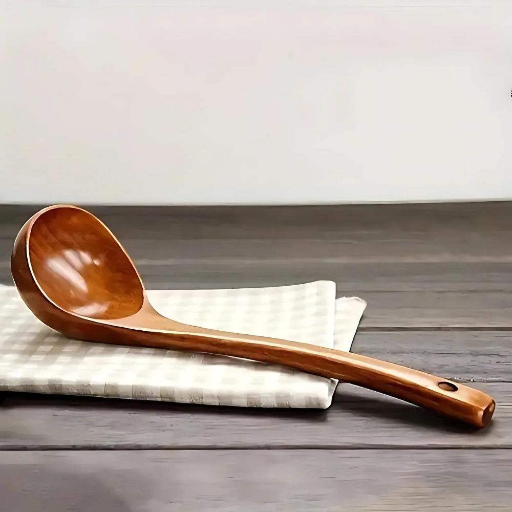 Cuchara de Madera Natural para Sopa - 1pc