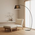 ArcoLuxe | Lámpara de pie de arco elegante y moderna con pantalla de tela para sala de estar