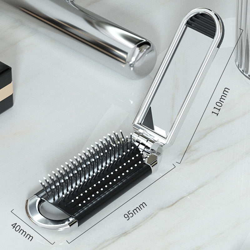 Espejo de Viaje MirrorFlex con Cepillo para el Cabello | Plegable y Compacto | Estilo Práctico en Movimiento