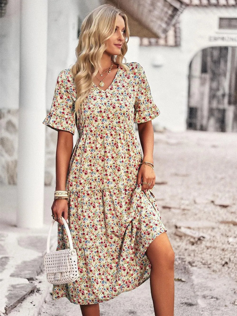 Vestido de Verano para Damas con Mangas Cortas