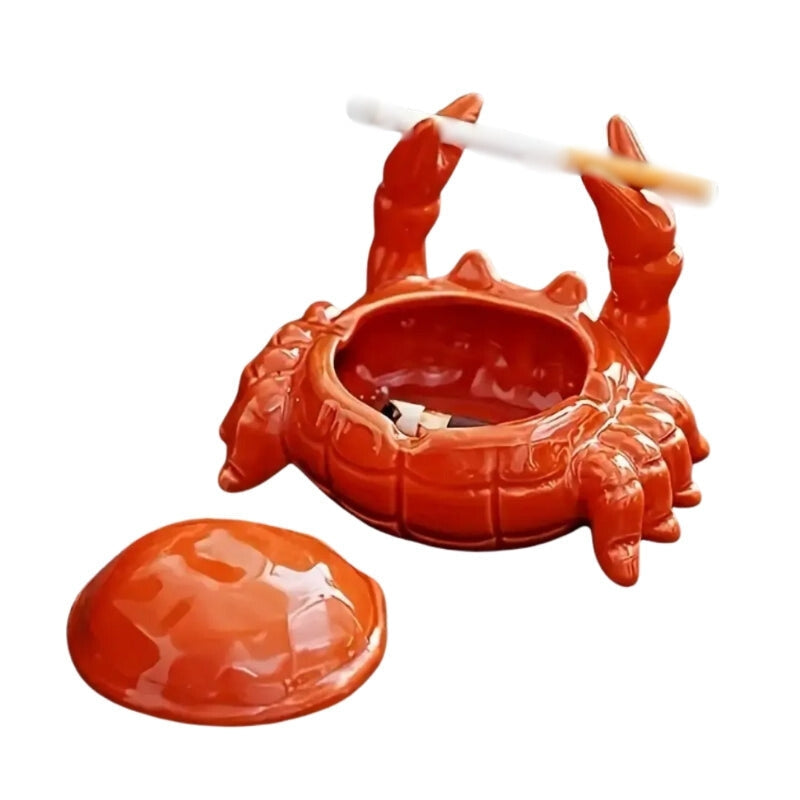 TidyCrab – Cenicero de Cerámica en Forma de Cangrejo con Tapa