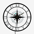 TimeCompass – Reloj de Pared Redondo con Diseño de Brújula y Mecanismo Silencioso