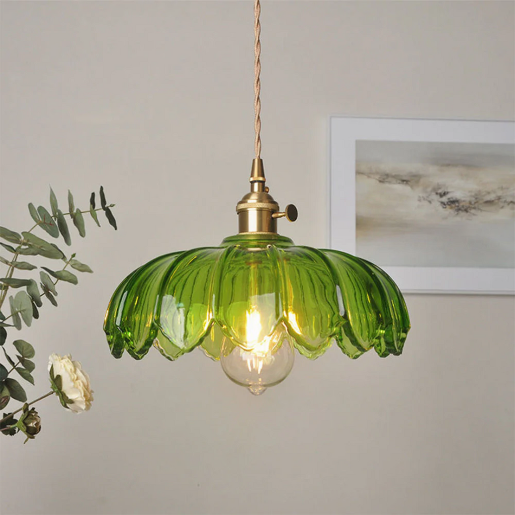 Verdina | Lámpara colgante de vidrio estilo floral