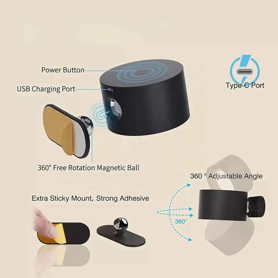 GLOW360 – Lámpara de pared LED inalámbrica y giratoria
