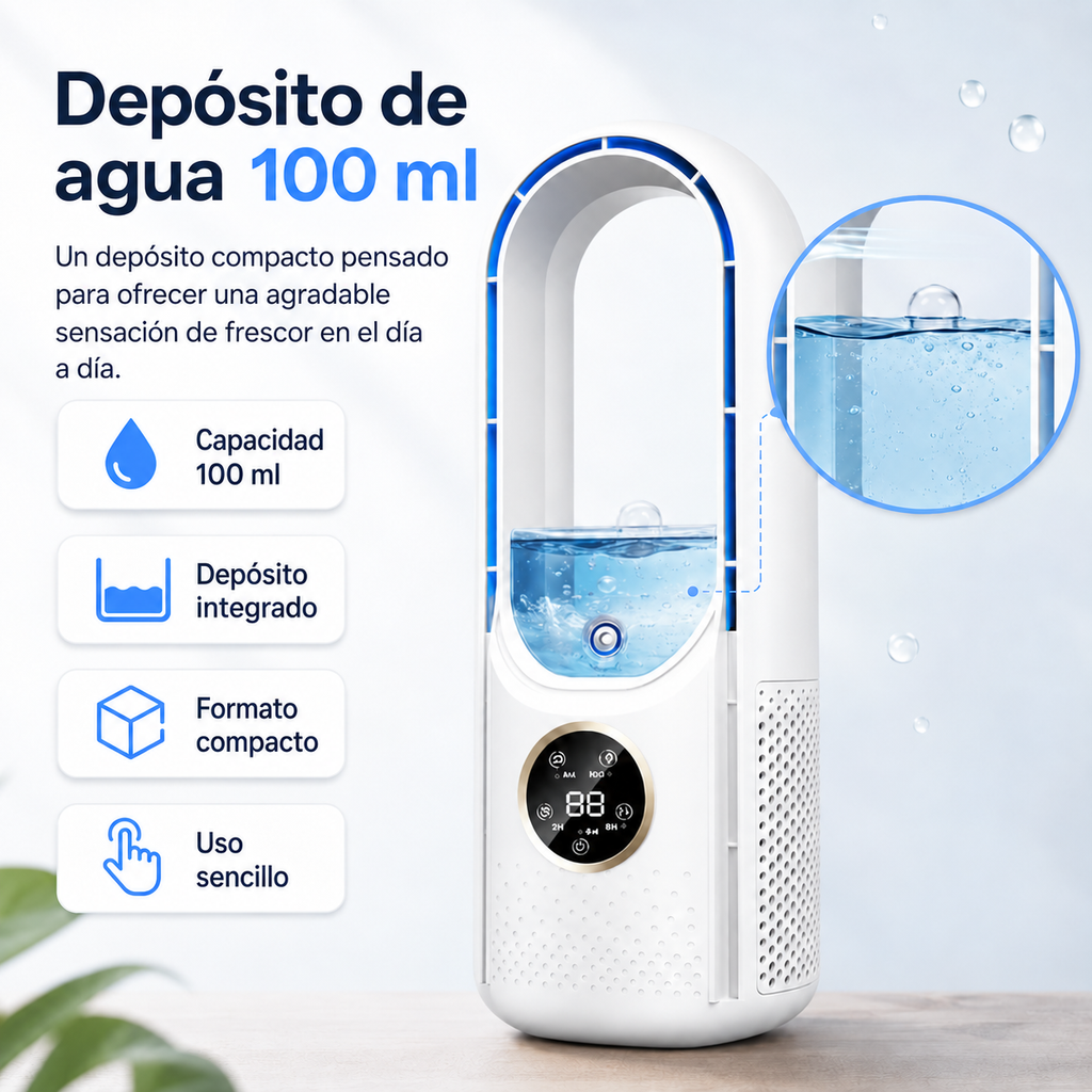 Refrigerador de aire portátil – Alimentación por USB – 6 velocidades – Para el hogar, la oficina y los viajes
