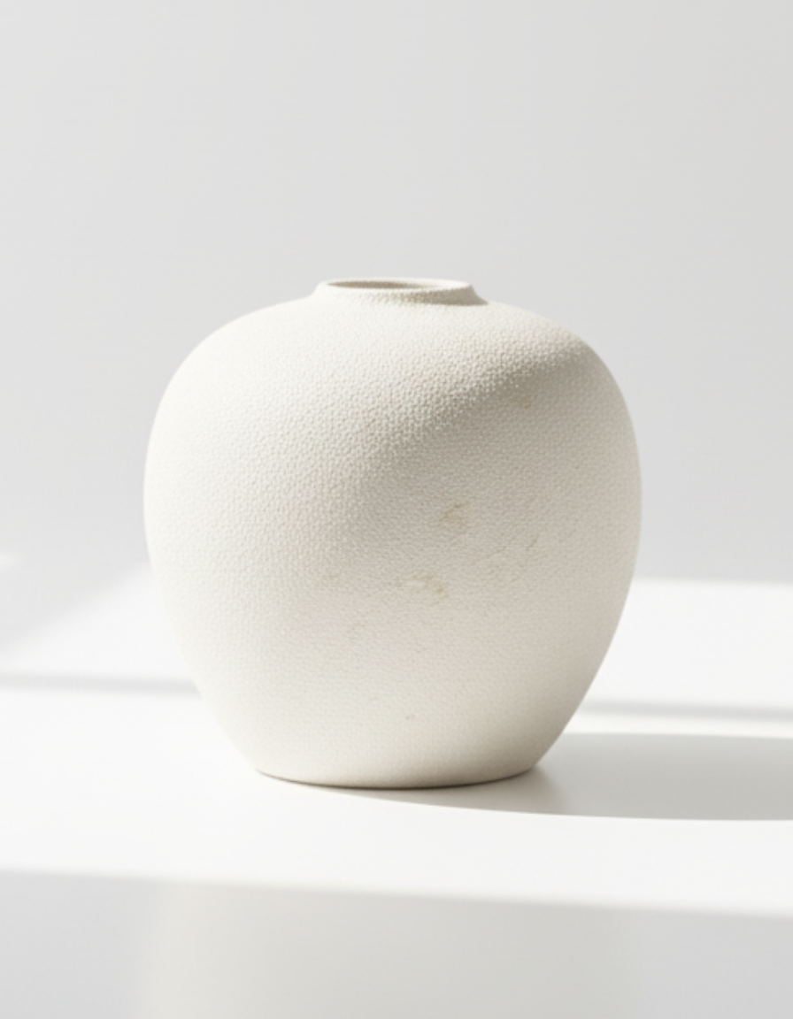 Aurea - Jarrón de Cerámica Blanco Alto con Diseño Escultural para Decoración del Hogar