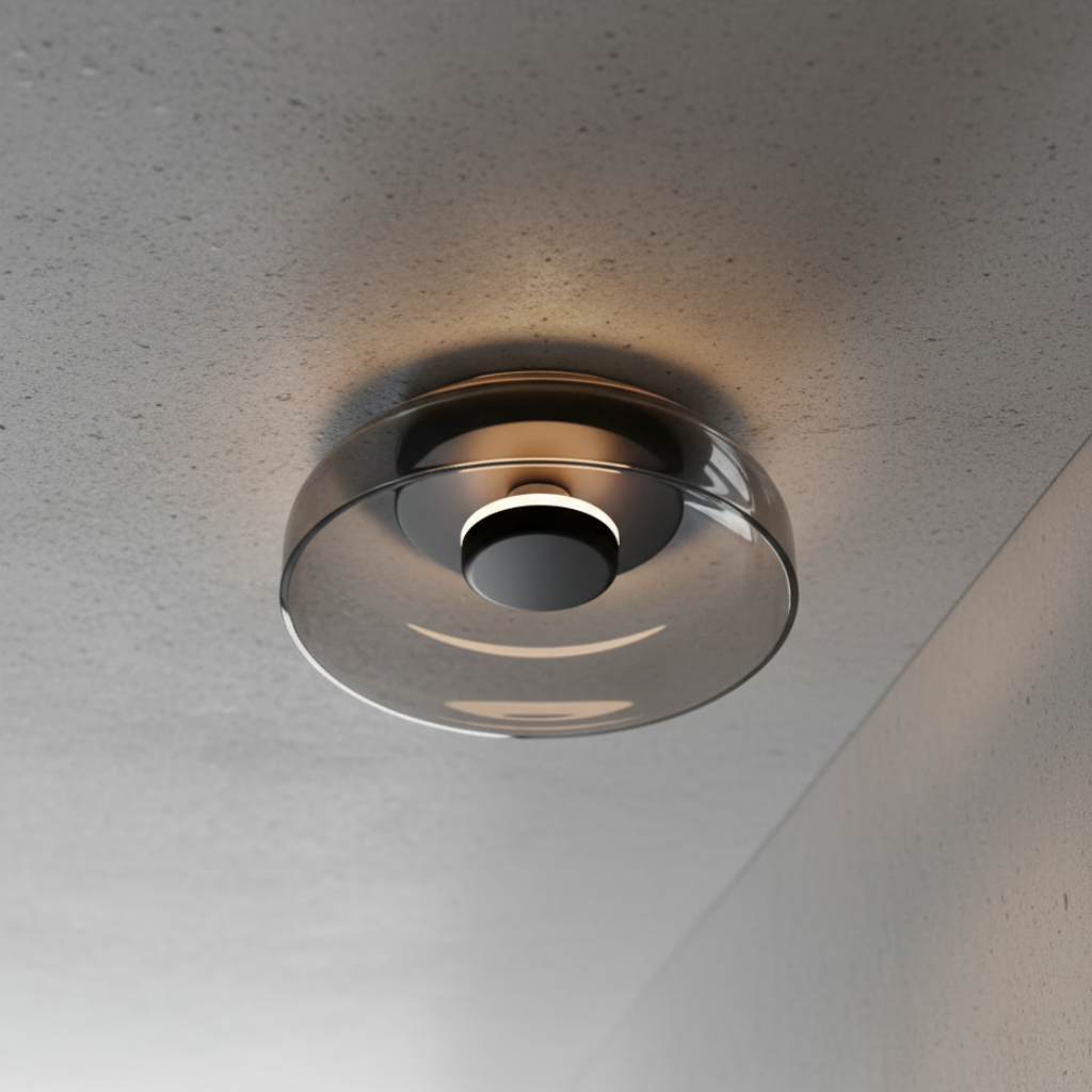 Luz de Pared Halo - Aplique Escultórico Moderno con Brillo en Capas y Plato de Vidrio