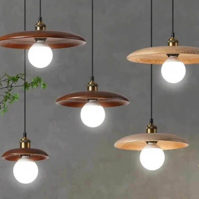 Oriva | Lámpara colgante en forma de disco de madera