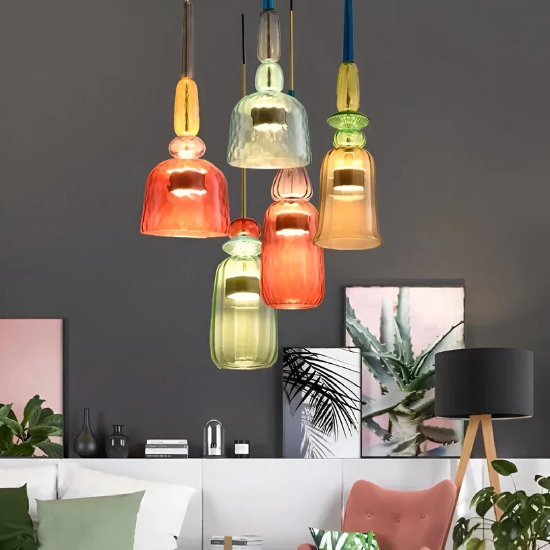 Vitrina | Lámpara colgante LED de vidrio colorido
