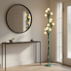 Sara Orchid - Lámpara de Pie Elegante con Sombrillas de Flores Blancas para Sala de Estar o Dormitorio