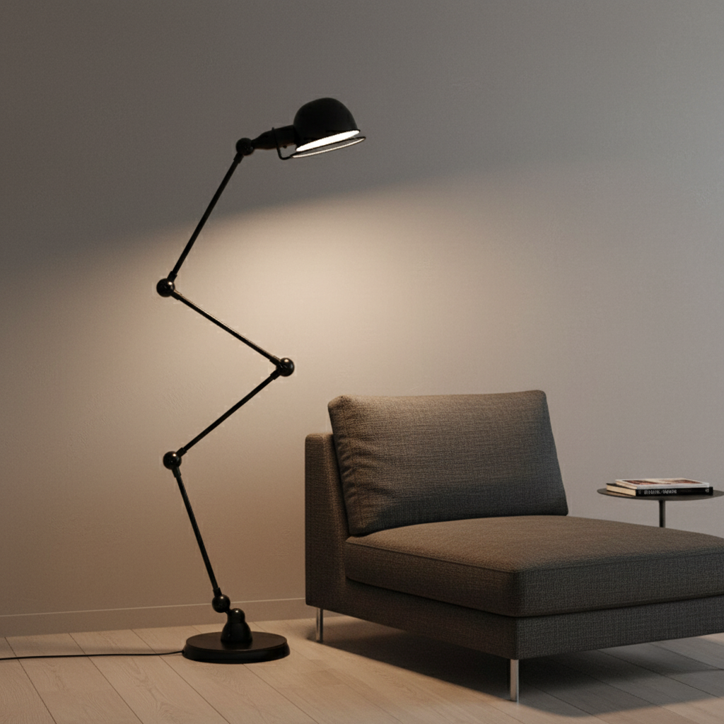 AtelierCraft | Lámpara de Pie Industrial Negra Moderna con Diseño Flexible