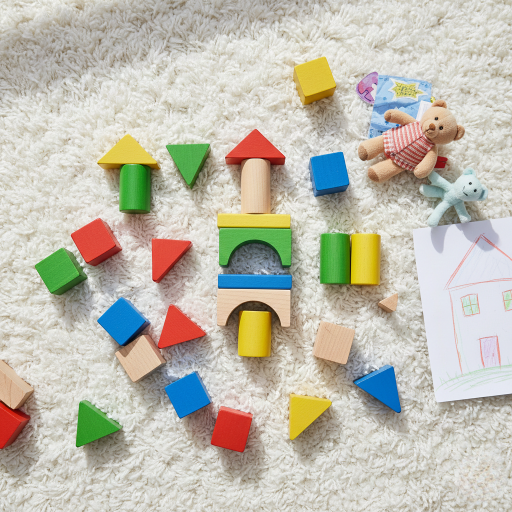 Juego de bloques de construcción de madera de colores