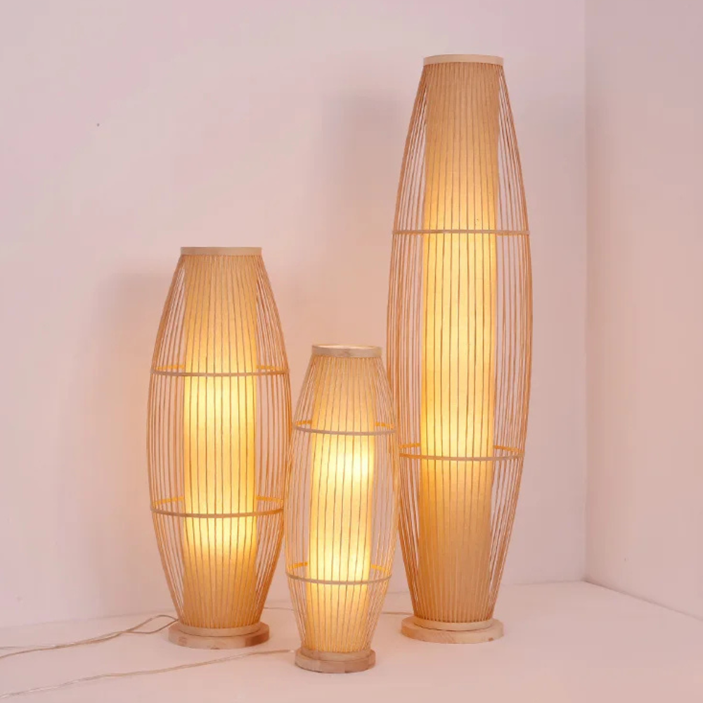BambooGlow | Lámpara de Mesa y de Pie Moderna y Ecológica Elegante para Sala de Estar