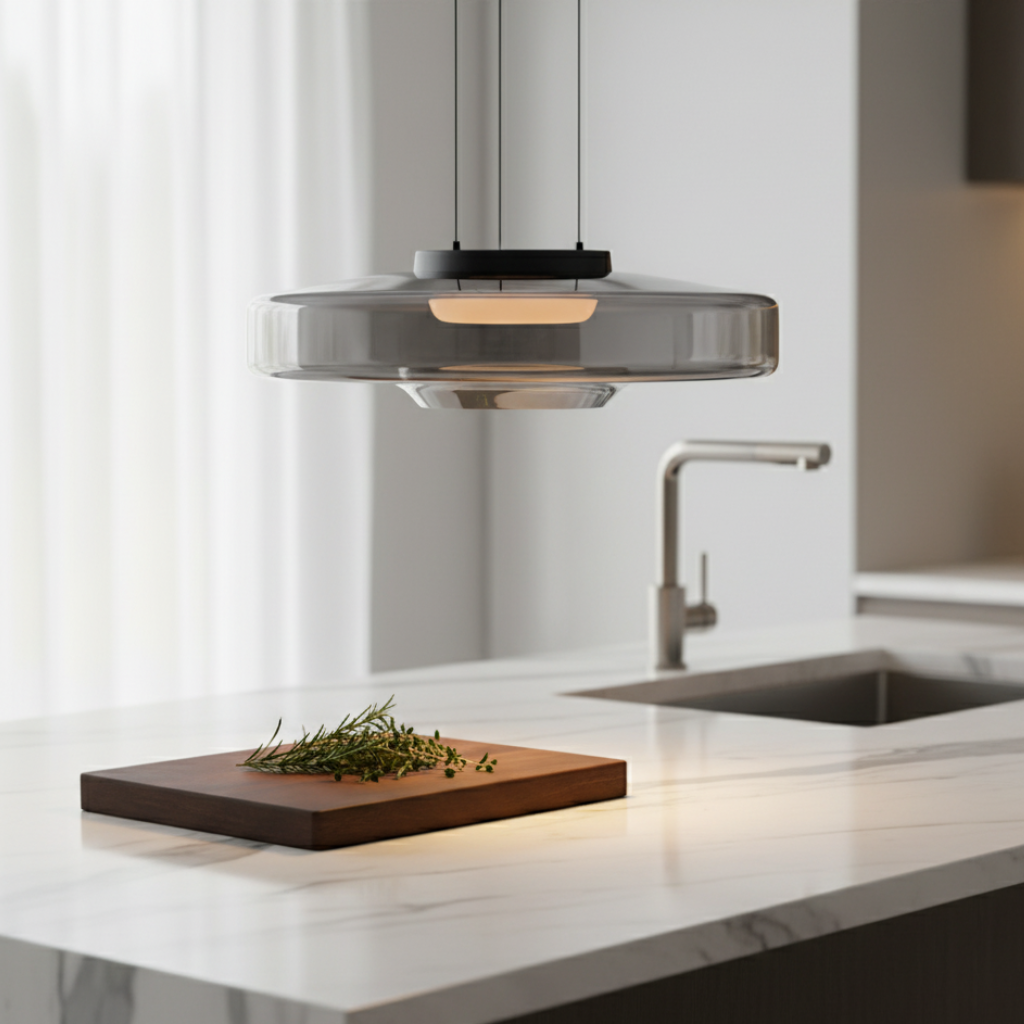 Lámpara Colgante de Vidrio Dinámico - Iluminación Colgante en Capas para Isla de Cocina